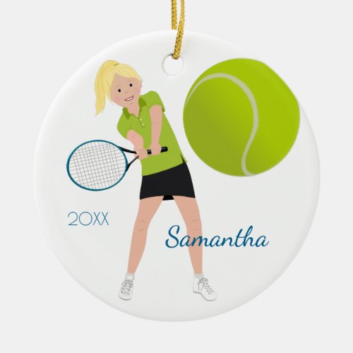 Tennis Player Light Blonde Keepsake Ornament