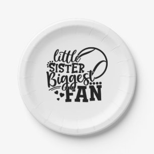 Tennis Player Little Sister Biggest Fan Tennis Paper Plates