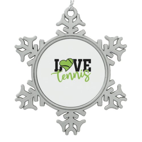 Tennis Player | Love Tennis Snowflake Pewter Christmas Ornament