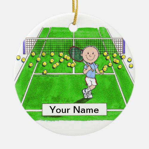 Tennis Player Male Ceramic Ornament