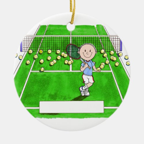 Tennis Player Male _ Personalized Cartoon Ceramic Ornament