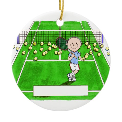 Tennis Player, Male - Personalized Cartoon Ceramic Ornament