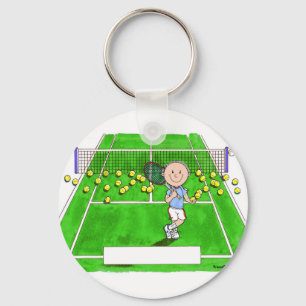 Tennis Player, Male - Personalized Cartoon Keychain