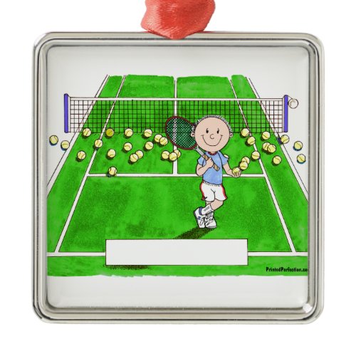 Tennis Player, Male - Personalized Cartoon Metal Ornament