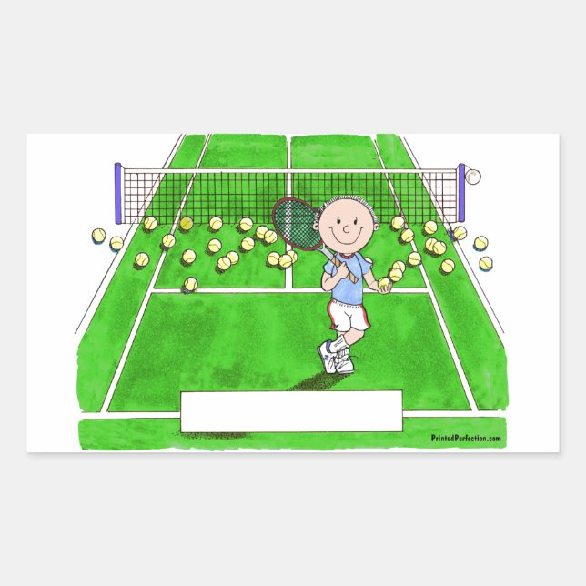 Tennis Player, Male - Personalized Cartoon Rectangular Sticker (Front)