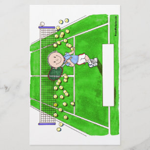 Tennis Player, Male - Personalized Cartoon Stationery