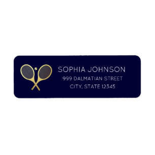Tennis Player Minimal Navy Return Address Label