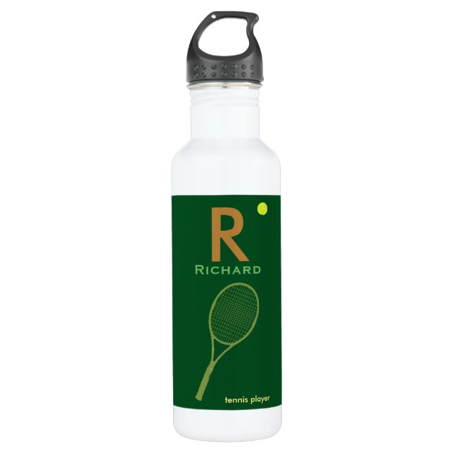 tennis player name and initial personalized water bottle (Front)