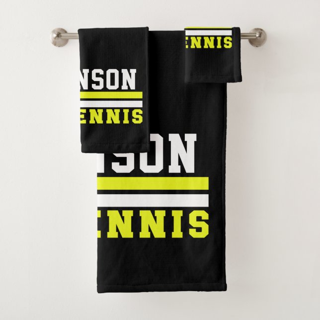 Tennis Player NAME Ball Game Court Personalized Bath Towel Set (Insitu)