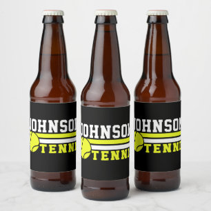 Tennis Player NAME Ball Game Court Personalized Beer Bottle Label