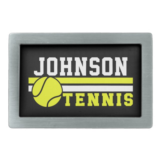 Tennis Player NAME Ball Game Court Personalized Belt Buckle (Front)