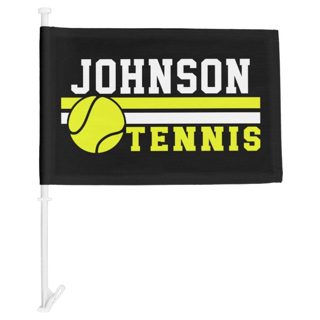 Tennis Player NAME Ball Game Court Personalized Car Flag (Front)