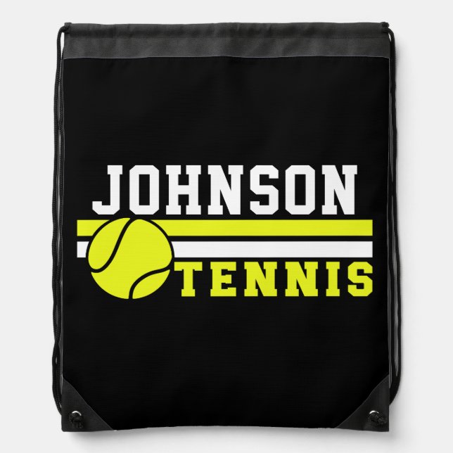 Tennis Player NAME Ball Game Court Personalized Drawstring Bag (Front)