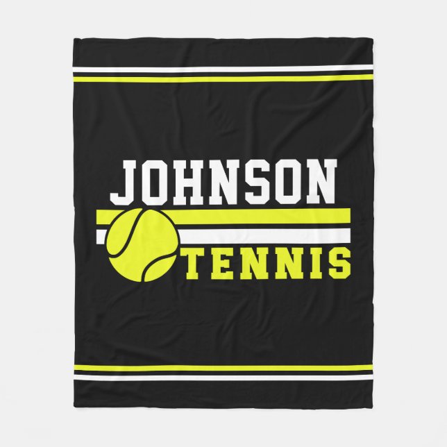 Tennis Player NAME Ball Game Court Personalized Fleece Blanket (Front)