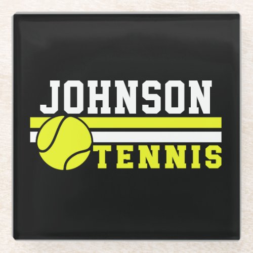 Tennis Player NAME Ball Game Court Personalized Glass Coaster