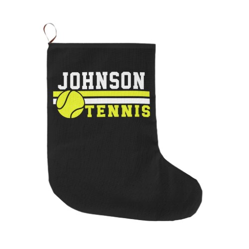 Tennis Player NAME Ball Game Court Personalized Large Christmas Stocking