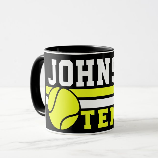 Tennis Player NAME Ball Game Court Personalized Mug (Front Left)