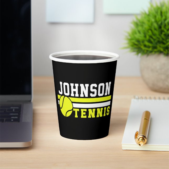 Tennis Player NAME Ball Game Court Personalized Paper Cups (Insitu)