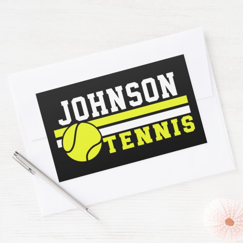 Tennis Player NAME Ball Game Court Personalized Rectangular Sticker