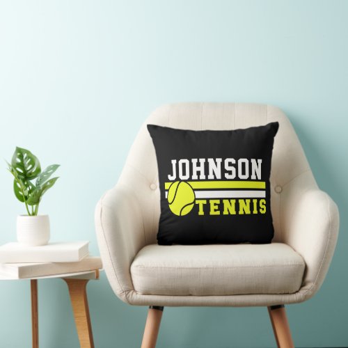 Tennis Player NAME Ball Game Court Personalized Throw Pillow