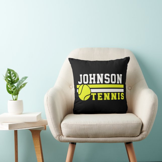 Tennis Player NAME Ball Game Court Personalized Throw Pillow (Chair)