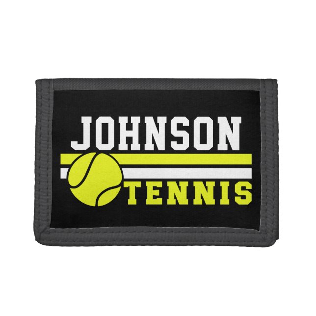 Tennis Player NAME Ball Game Court Personalized Trifold Wallet (Front)