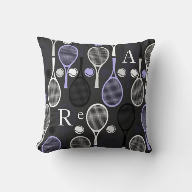 Tennis Player Name Letters Personalized Sport Team Throw Pillow (Front)