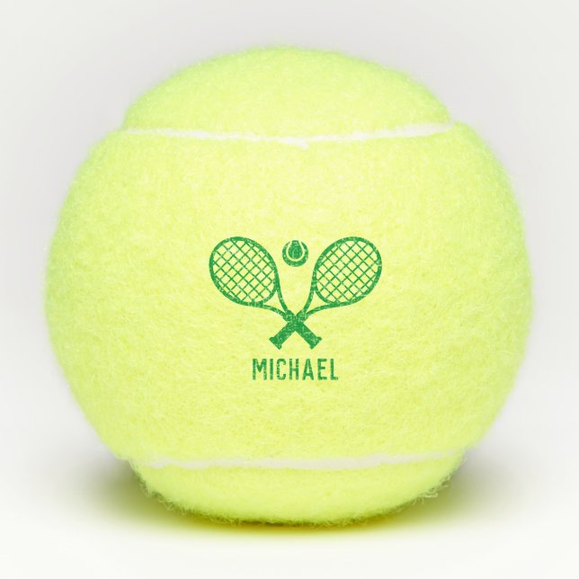 Tennis Player Name Monogram Personalized Tennis Balls (Front)