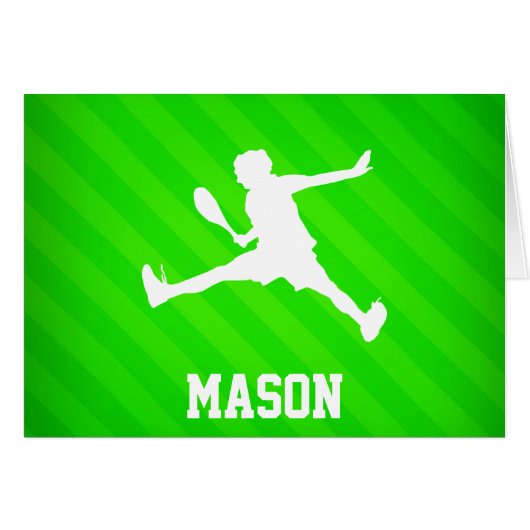 Tennis Player; Neon Green Stripes Cards (Front Horizontal)