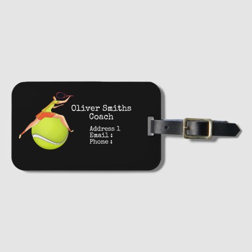 Tennis Player on Tennis Ball design  Luggage Tag
