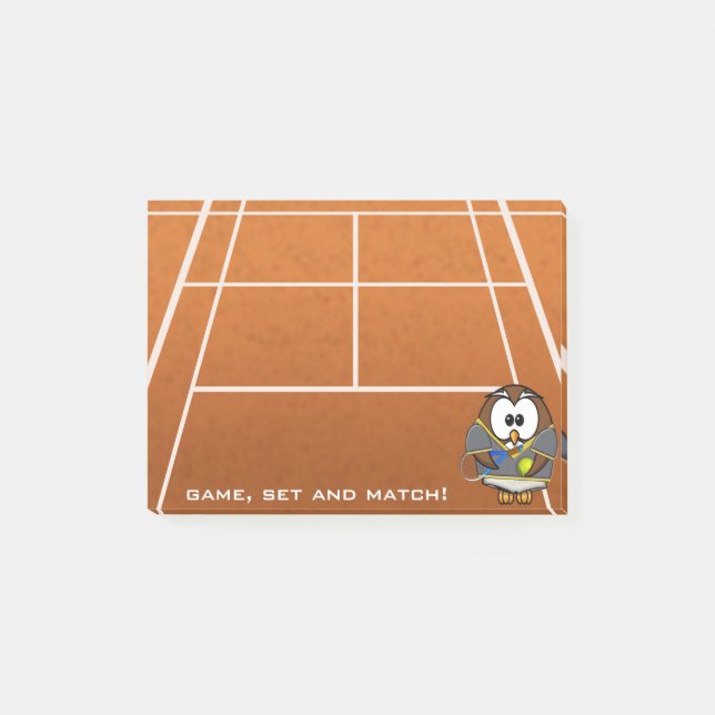 tennis player owl - boy post-it notes (Front)