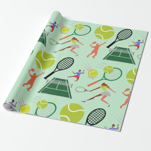 Tennis Player Pattern Wrapping Paper