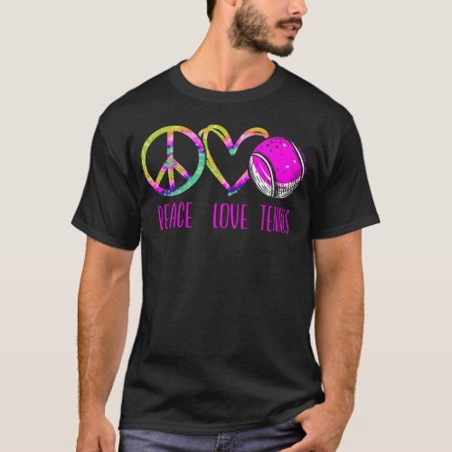 Tennis Player Peace Love Tennis Tie Dye T_Shirt