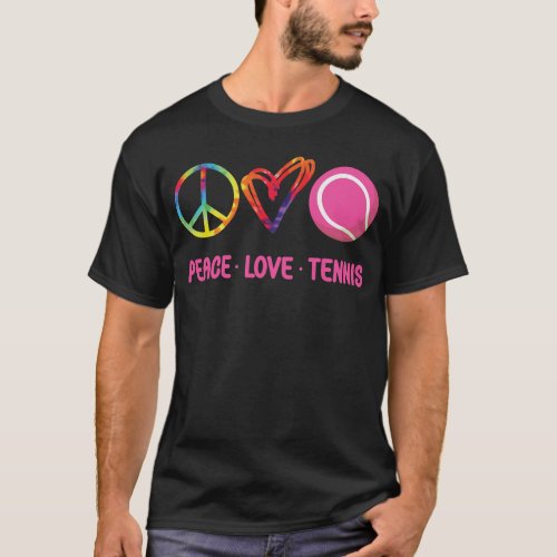 Tennis Player Peace Love Tennis Tie Dye T_Shirt