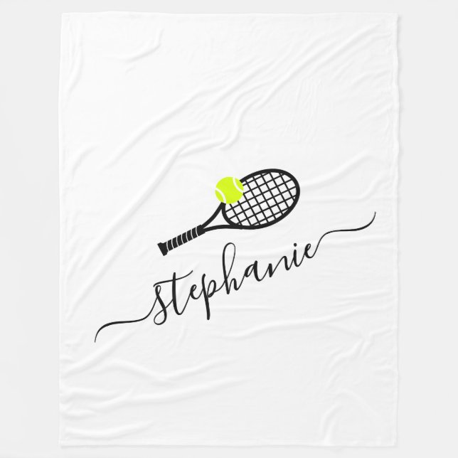 Tennis Player Personalized Monogram Cozy Bed Fleece Blanket (Front)