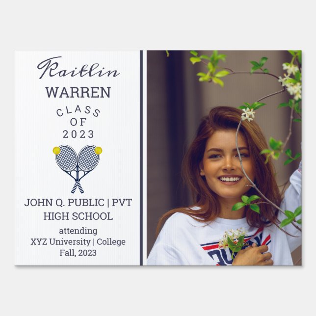 Tennis Player Photo Graduation Sign (Front)