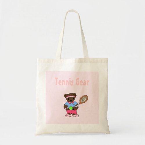 Tennis Player Pink Bear Tote Bag