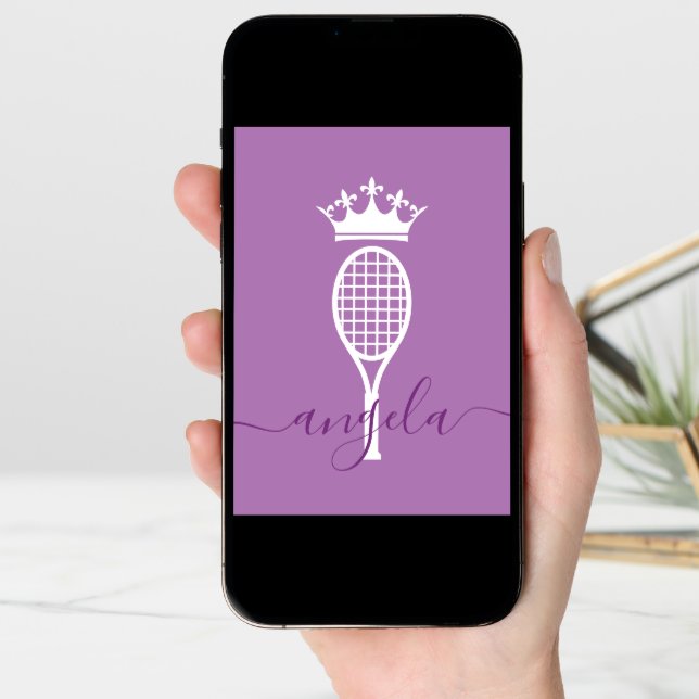 Tennis Player Queen of Court Purple Birthday Card (Front Digital)