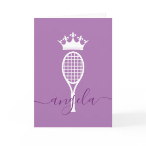 Tennis Player Queen of Court Purple Birthday Card