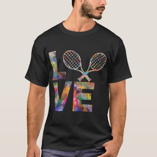 Tennis Player Racket Sports Valentine Day Love T_Shirt