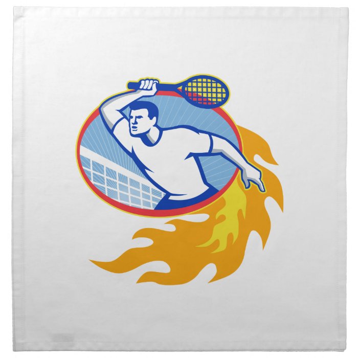 Tennis Player Racquet Retro Cloth Napkins