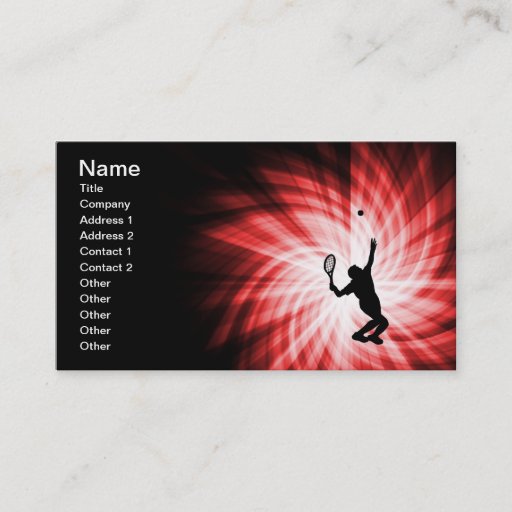 Customizable Tennis Player; Red Business Card Templates