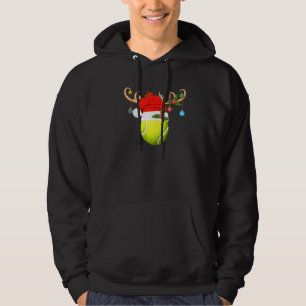 Tennis Player Reindeer Santa Hat Tennis Ball Chris Hoodie