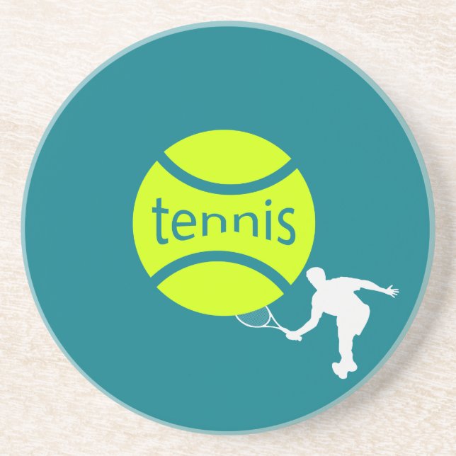 Tennis player sandstone coaster (Front)