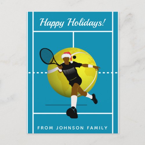 Tennis Player Santa Court  Ball Family Holidays   Postcard