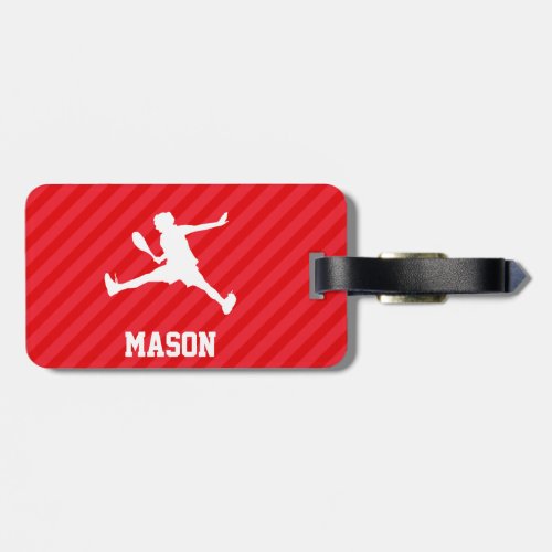 Tennis Player Scarlet Red Stripes Luggage Tag