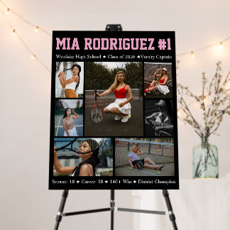 Tennis Player Senior Graduation Photo Collage Foam Board
