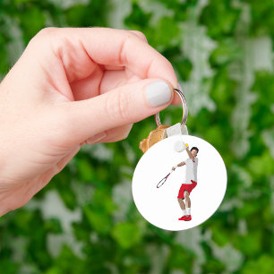 Tennis Player Serving Keychain