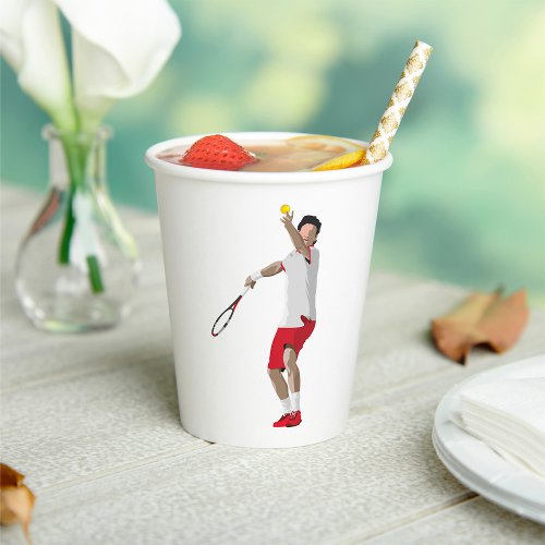 Tennis Player Serving Paper Cups