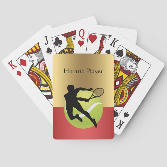Tennis Player Silhouette2 and Ball Personalize Poker Cards (Back)